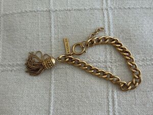 Rachel Zoe The Eye Catcher Gold-Tone Chain Bracelet With Tassel Charm Adjustable